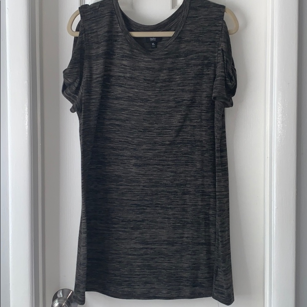 Mossimo green marled sweater knit cold shoulder XL
